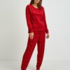 Červené dámske kockované pyžamo Ralph Lauren