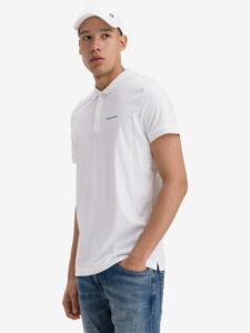 Calvin Klein Jeans Micro Branding Liquid Polo tričko Biela