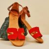 Červené dámske semišové sandále OJJU
