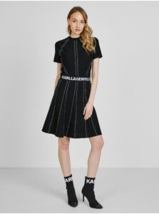 Čierne dámske vzorované svetrové šaty KARL LAGERFELD