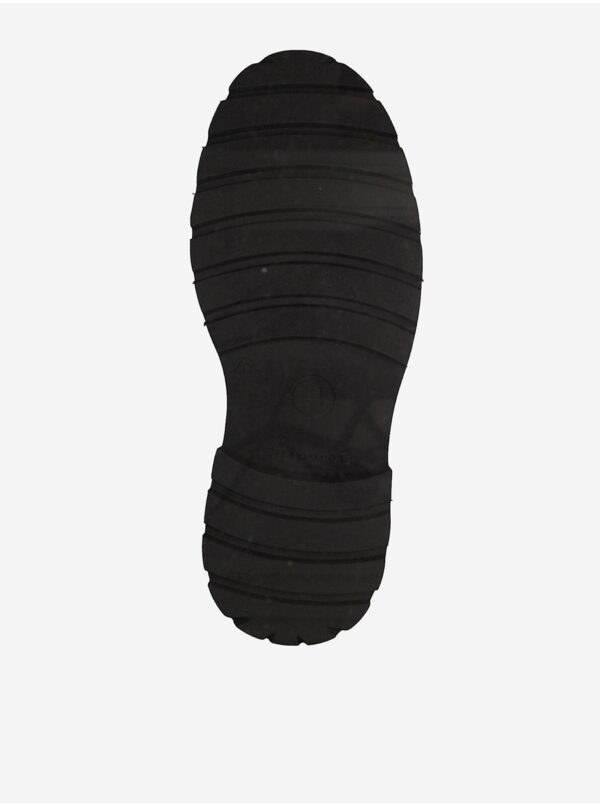 Čierno-krémové kožené členkové topánky na podpätku Tamaris