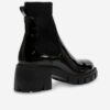 Čierne lesklé členkové topánky na podpätku Steve Madden Hutch