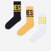 Sada troch párov ponožiek v bielej, žltej a čiernej farbe Diesel
