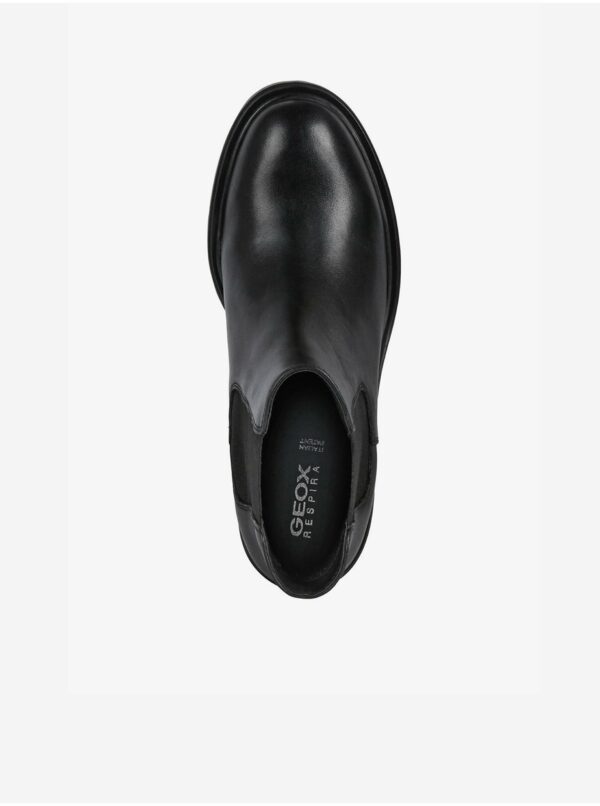Čierne dámske členkové kožené topánky na podpätku Geox