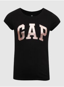 Čierne dievčenské tričko s logom GAP
