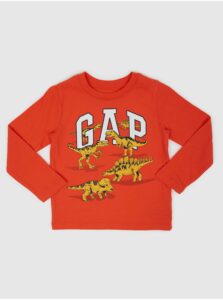 Oranžové chlapčenské tričko dino s logom GAP