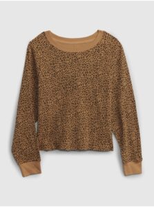 Hnedé dievčenské tričko GAP so vzorom leoparda
