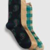 Ponožky pre ženy GAP - béžová, tmavozelená