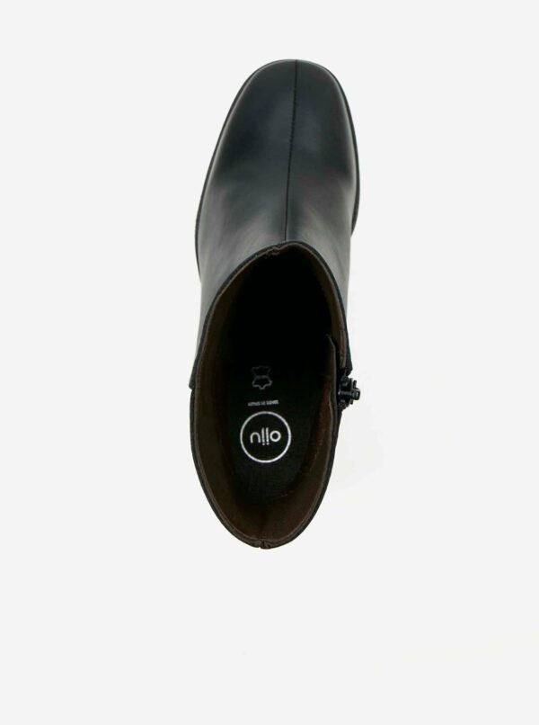 Čierne dámske členkové kožené topánky OJJU