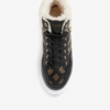 Čierne dámske členkové zimné topánky na plnom podpätku s ozdobnými detailmi Guess