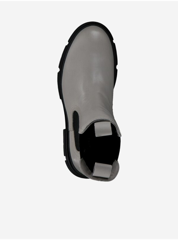Čierno-šedé kožené členkové topánky na podpätku Tamaris