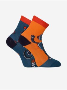 Oranžovo-modré detské veselé ponožky Dedoles Robot