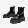 Čierne lesklé členkové kožené topánky na platforme Dr. Martens Jadon 8 Eye Boot
