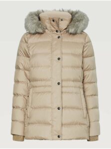Béžová dámska páperová zimná bunda Tommy Hilfiger