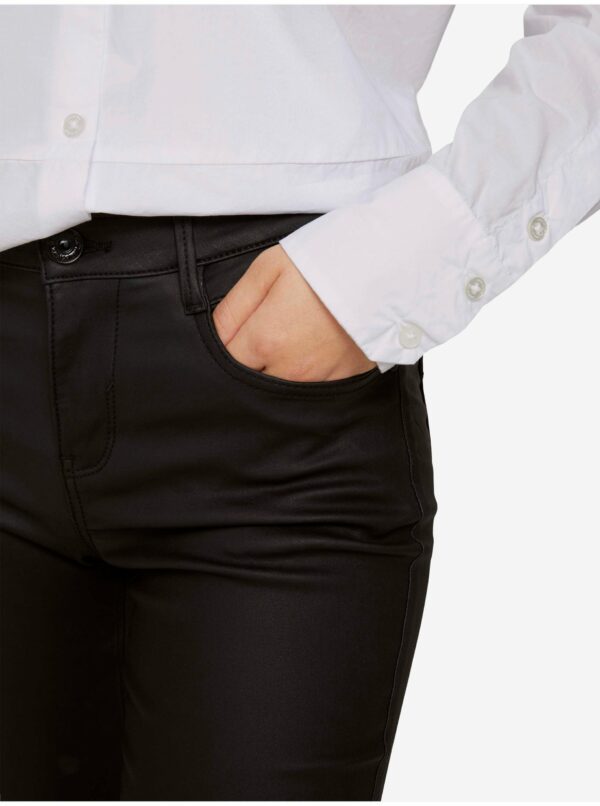 Čierne dámske skinny fit nohavice s povrchovou úpravou Tom Tailor