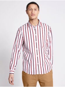 Červeno-biela pánska pruhovaná košeľa Celio Nausa