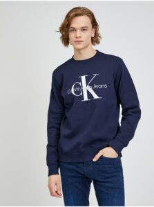 Mikiny bez kapuce pre mužov Calvin Klein Jeans - tmavomodrá