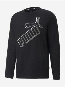 Čierne pánske tričko s dlhým rukávom Puma