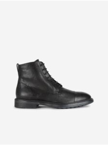 Čierne pánske kožené členkové topánky Geox Aurelio