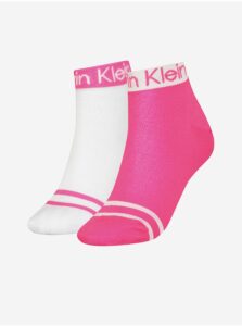 Ponožky pre ženy Calvin Klein - biela, tmavoružová