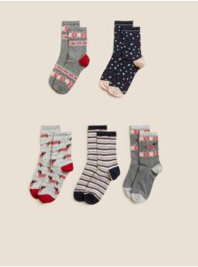 Ponožky pre ženy Marks & Spencer - sivá, modrá, červená