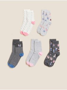 Ponožky pre ženy Marks & Spencer - sivá, ružová, modrá, biela