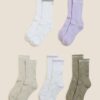 Ponožky pre ženy Marks & Spencer - biela, kaki, svetlofialová