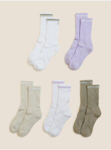 Ponožky pre ženy Marks & Spencer - biela, kaki, svetlofialová