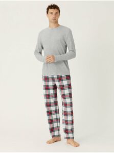 Pyžamá pre mužov Marks & Spencer - sivá, červená