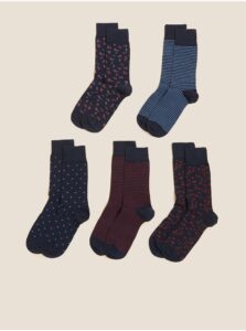 Ponožky pre mužov Marks & Spencer - tmavomodrá, vínová, čierna