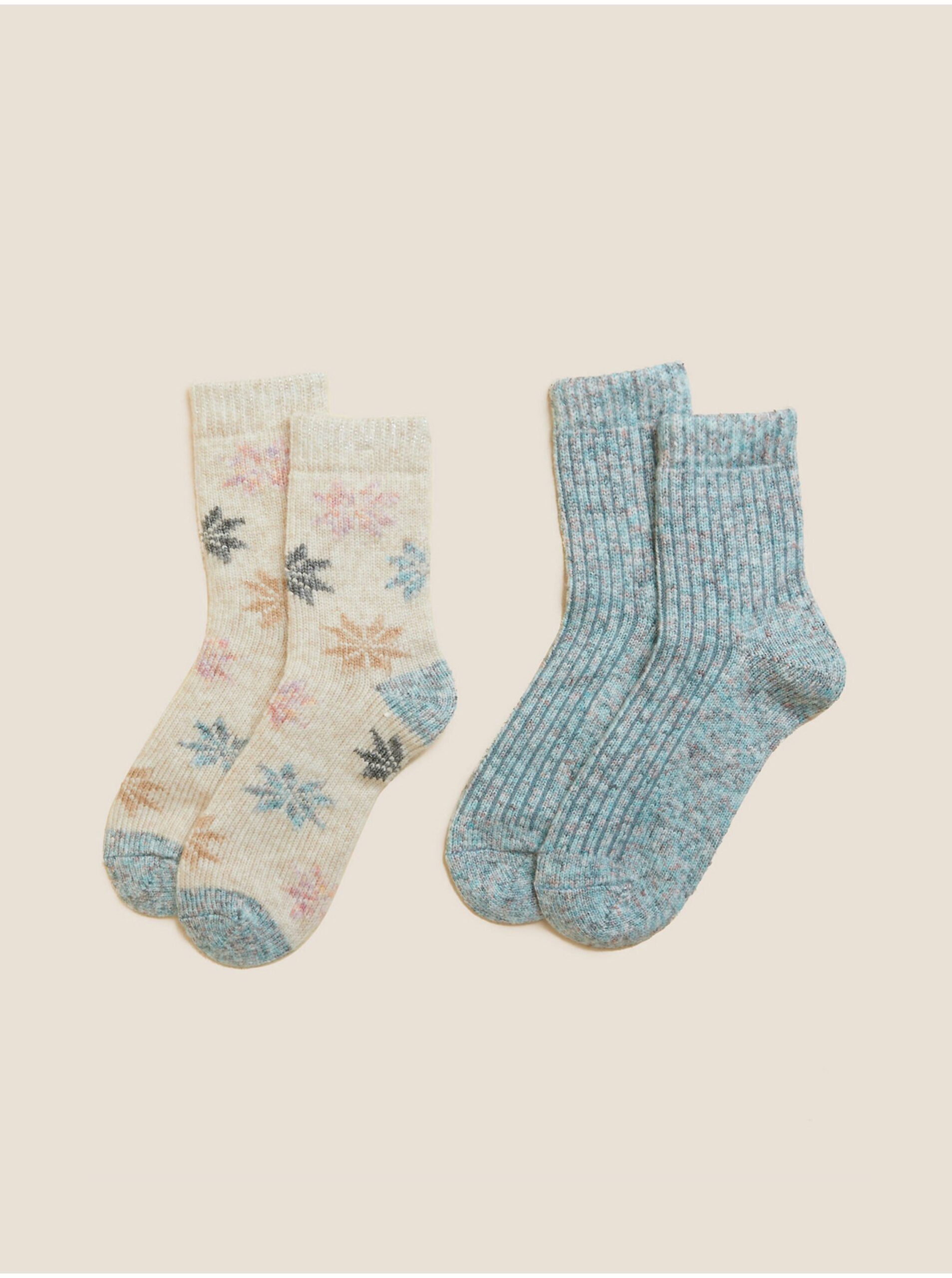Ponožky pre ženy Marks & Spencer - modrá, krémová