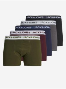 Boxerky pre mužov Jack & Jones - kaki, vínová, tmavomodrá, sivá, čierna
