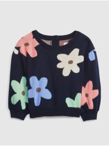 Černý holčičí svetr s květy GAP