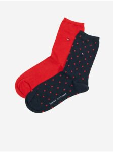 Sada dvou párů dámských ponožek v červené a tmavě modré barvě Tommy Hilfiger