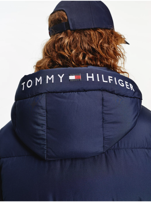 Tmavomodrý dámsky prešívaný kabát Tommy Hilfiger Sorona Padded Logo Maxi