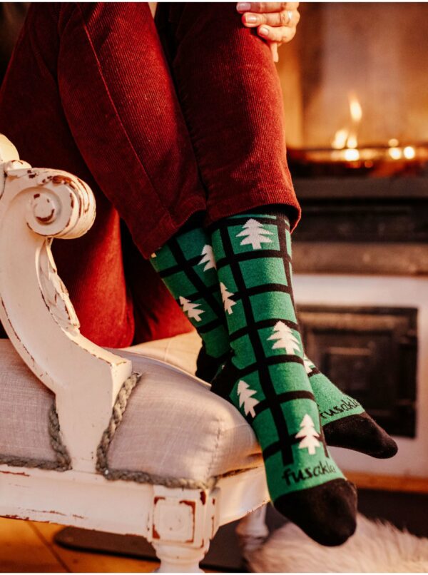Zelené dámské vzorované ponožky Fusakle stromec zeleny