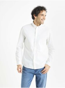 Biela pánska vzorovaná košeľa Celio Baop
