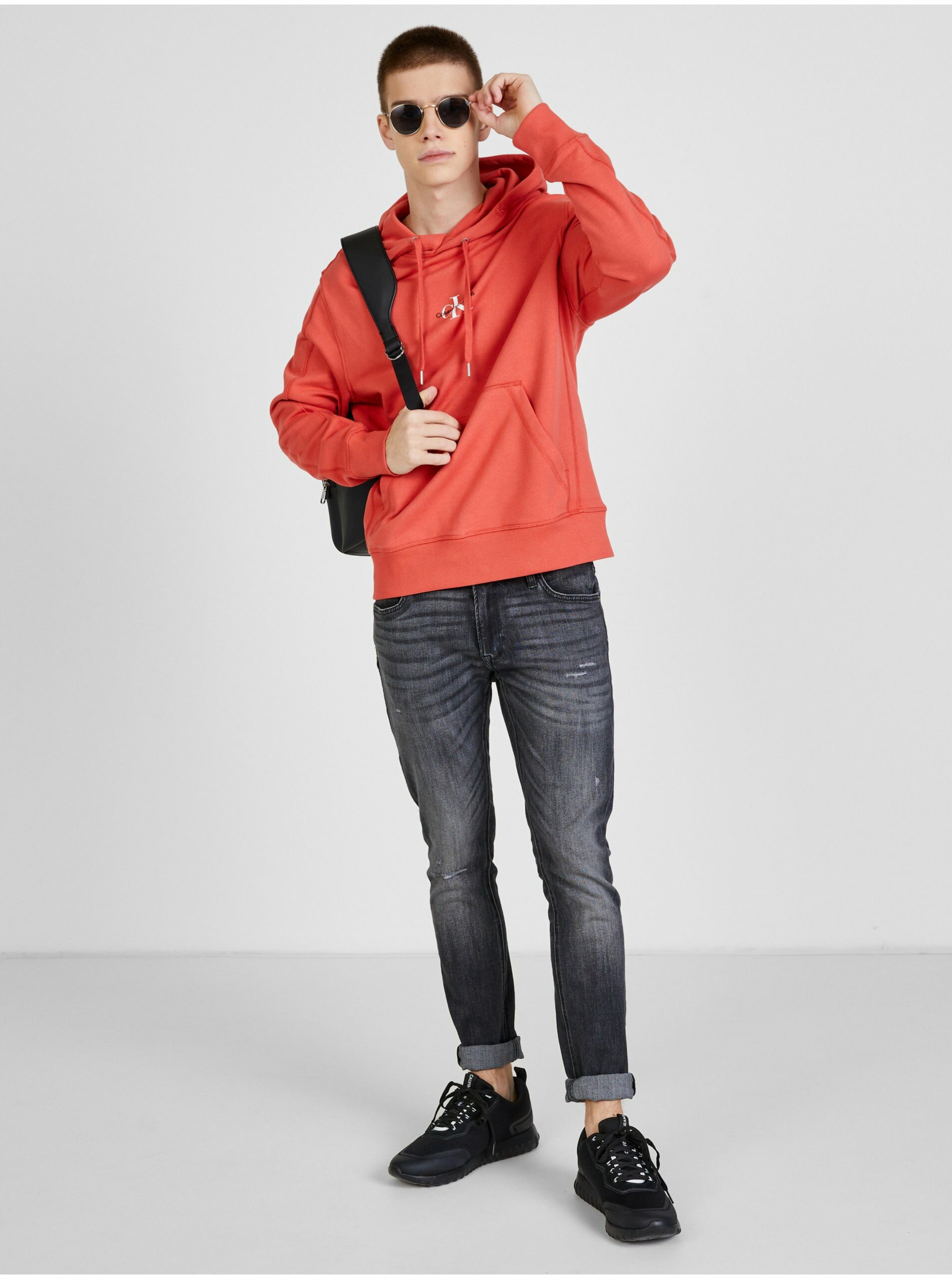 Červená pánská mikina s kapucí Calvin Klein Jeans