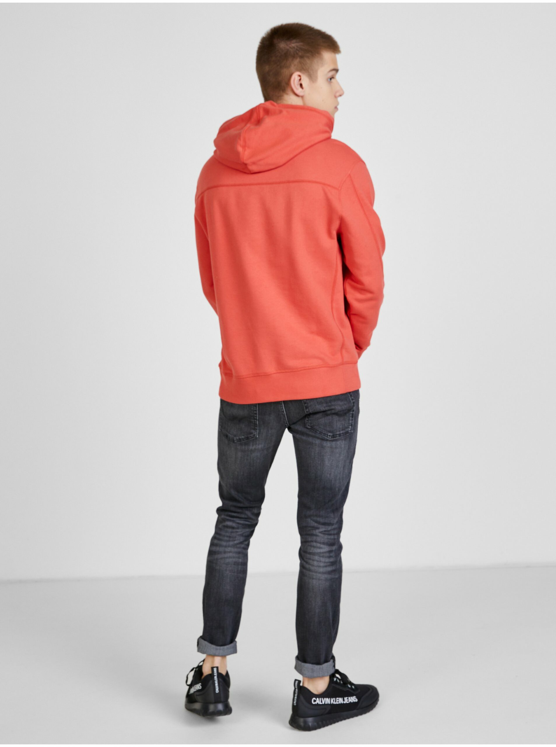 Červená pánská mikina s kapucí Calvin Klein Jeans