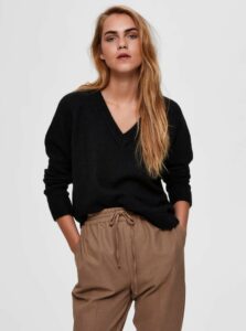 Čierny vlnený sveter Selected Femme Lulu