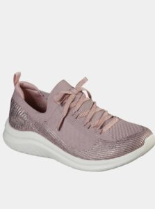 Růžovozlaté tenisky s lurexovou nití Skechers Ultra Flex 2