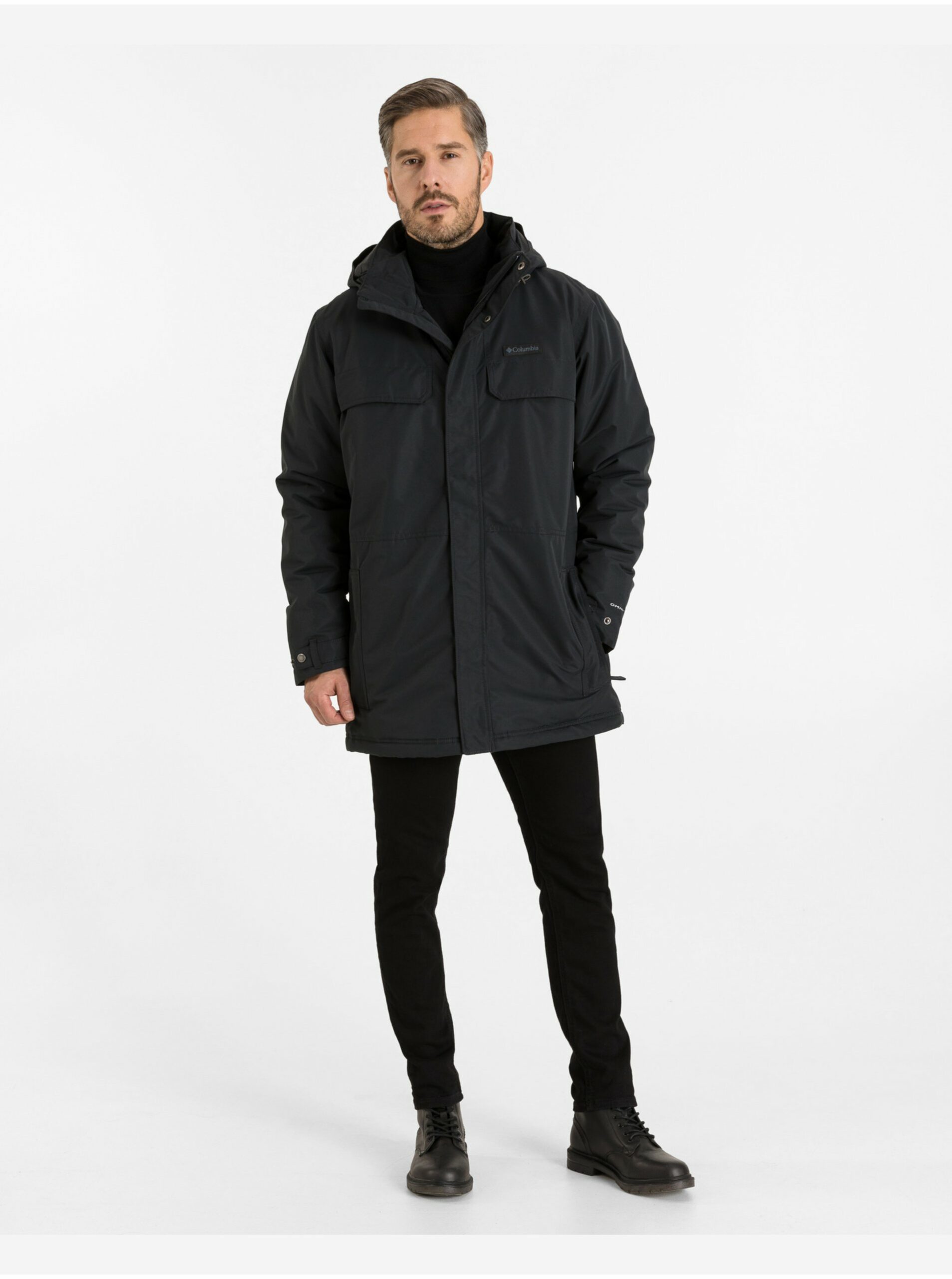 Černá pánská zimní bunda s odepínací kapucí Columbia Rugged Path