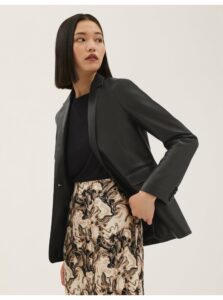 Čierne dámske koženkové sako Marks & Spencer