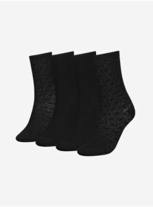 Sada štyroch párov čiernych dámskych ponožiek Calvin Klein
