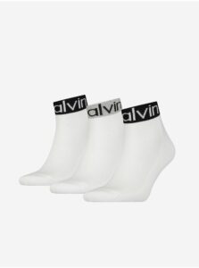 Sada troch párov bielych pánskych ponožiek Calvin Klein