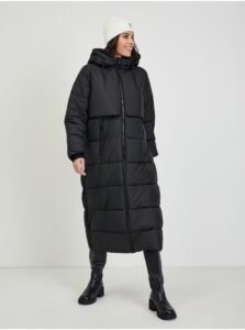 Čierny dámsky prešívaný zimný kabát s kapucňou Tom Tailor Denim