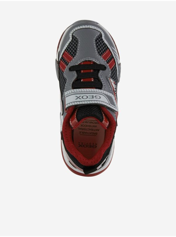 Červeno-šedé chlapčenské topánky so svietiacou podrážkou Geox Bayonyc