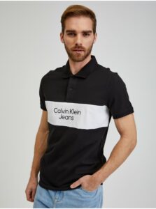 Polokošele pre mužov Calvin Klein Jeans - čierna, biela
