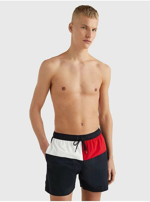 Tmavomodré pánske vzorované plavky Tommy Hilfiger Underwear