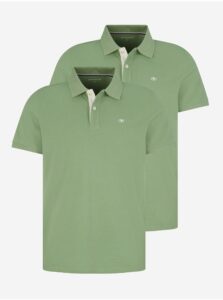Súprava dvoch pánskych basic polo tričiek v zelenej farbe Tom Tailor